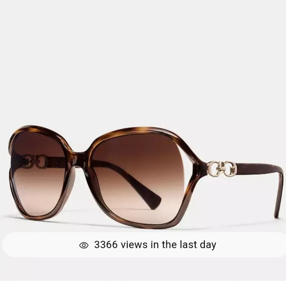 Coach Dark Tortoise Kissing C Sunglasses - Picture 1 of 10